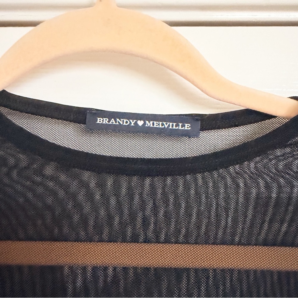 Brandy Melville J. Galt Long Black Sleeve Mesh Top - Picture 3 of 4